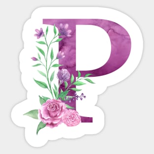 Floral Monogram P Beautiful Rose Bouquet Sticker